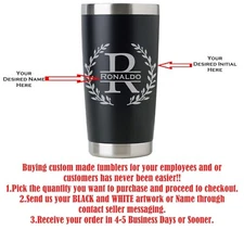 ENGRAVED Custom Personalized GIFT Name/Logo 20oz Stainless Steel Tumbler Black
