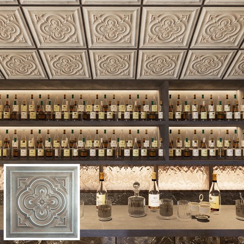Vintage Ceiling Tile Ancient Wall Panels for Cafe Club PL36 Weathered iron 10Pcs - Picture 3 of 22