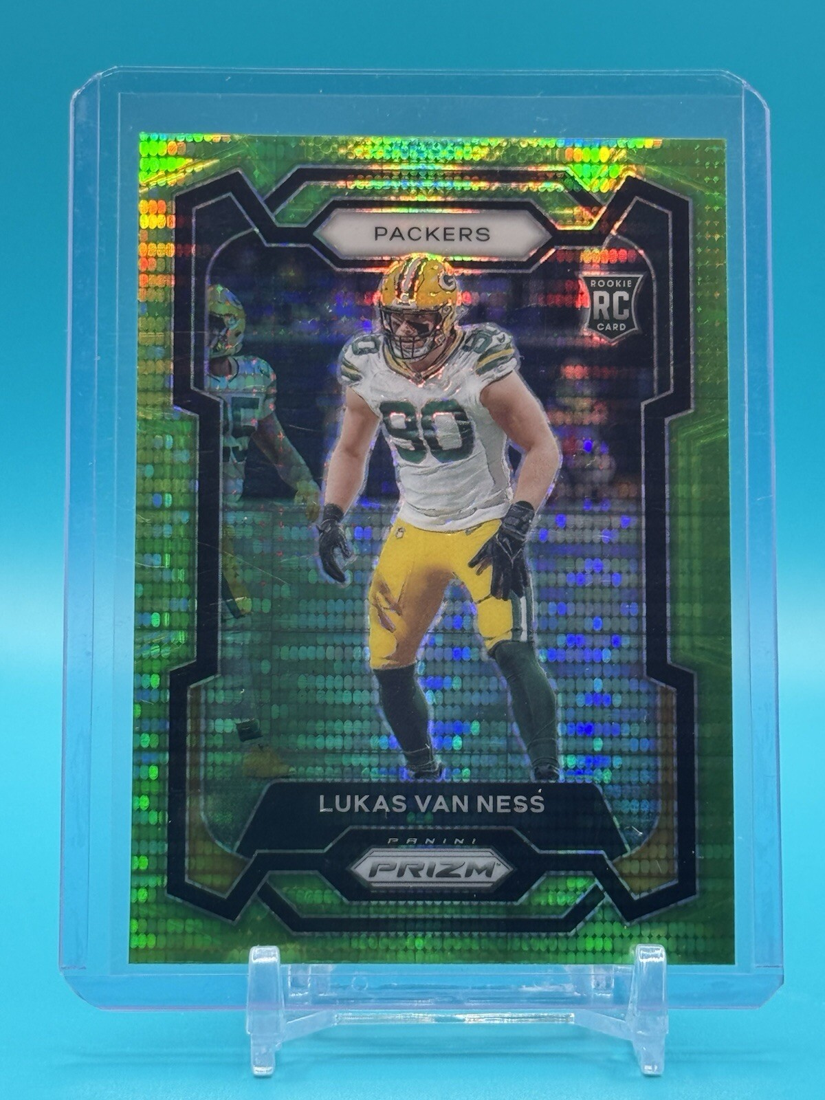 2023 Panini Prizm Lukas Van Ness Neon Green Pulsar Green Bay Packers Rookie #336