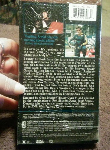 Freejack (VHS, 1992) Emilio Estevez Mick Jagger Anthony Hopkins - Picture 2 of 3