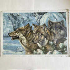 Pack of Wolves in the Snow Oil Painting 24” x 36”