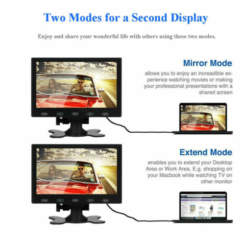 US - Portable Monitor 7 inch LCD Display Screen with AV VGA HDMI Input for PC - Picture 11 of 12