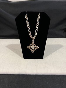 Authentic Gold PLATED Men Women Nudo de Bruja Witches Knot Celtic Star & Figaro Chain