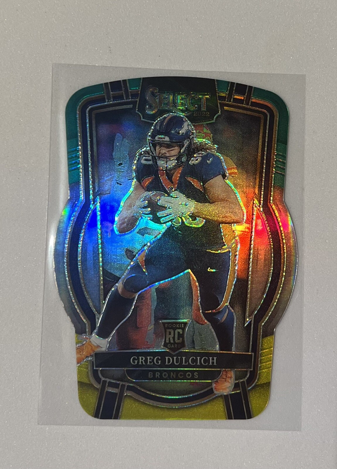 2022 Select Greg Dulcich RC #271  Silver Club Level DieCut Prizm Broncos