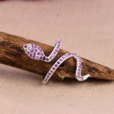 Natural Amethyst  Peridot 925 Sterling Silver Adjustable Snake Ring Jewelry
