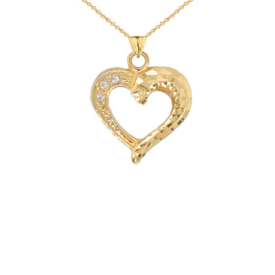 Halskette mit offenem Herz-Goldanhänger 3 Steine Diamant Glitzerschliff (gelb/rose/weiß)