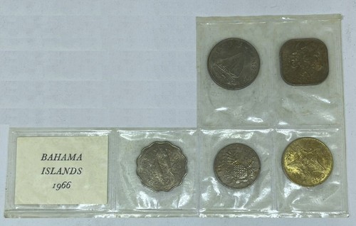 1966 BAHAMAS - PARTIAL MINT BU SET (5) - 1 thru 25 CENTS - OGP SEALED w/ COA
