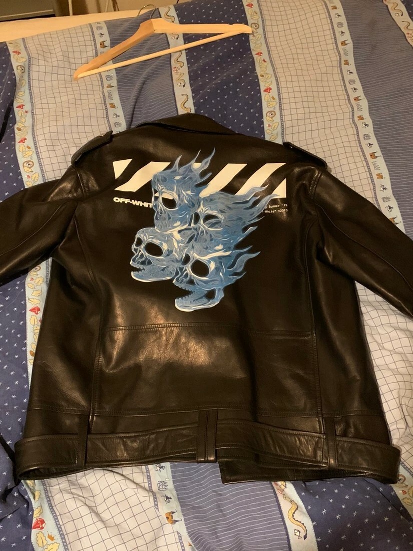 【送料&関税込】Off-White Leather Jacket Off white exaggerated biker jacket | eBay