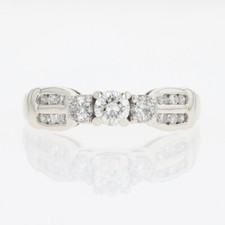 .49ctw Round Cut Diamond Three-Stone Engagement Ring 14k White Gold Size 5.5