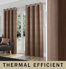 Goodwood Eyelet Curtains - Bronze Thermal Readymade Pair with Wave Design