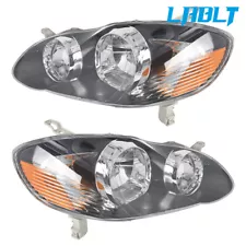 LABLT Pair of Headlights Headlamps Halogen Black For 2003-2008 Toyota Corolla