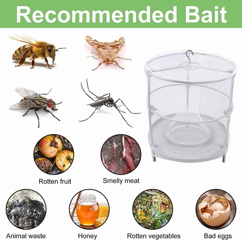 Trap Ranch Fly Cage Reusable Fly Catcher Killer Net Pest Bug Insert Auto Catch - Picture 4 of 16