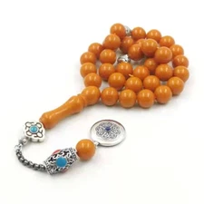 Smell tasbih orange resin misbaha muslim rosary bracelet islamic eid gift
