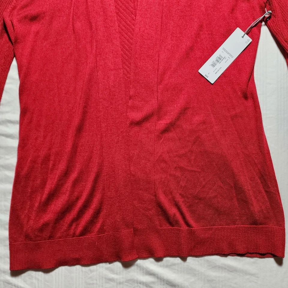 Top Liz Claiborne para mujer grande rojo cuello en V manga larga frente abierto nuevo con etiquetas Foto 3 de 4