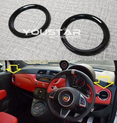 USA STOCK FIAT 500 ABARTH NEW GLOSS BLACK 2 X AIR VENT RING COVERS TRIMS GEN 4