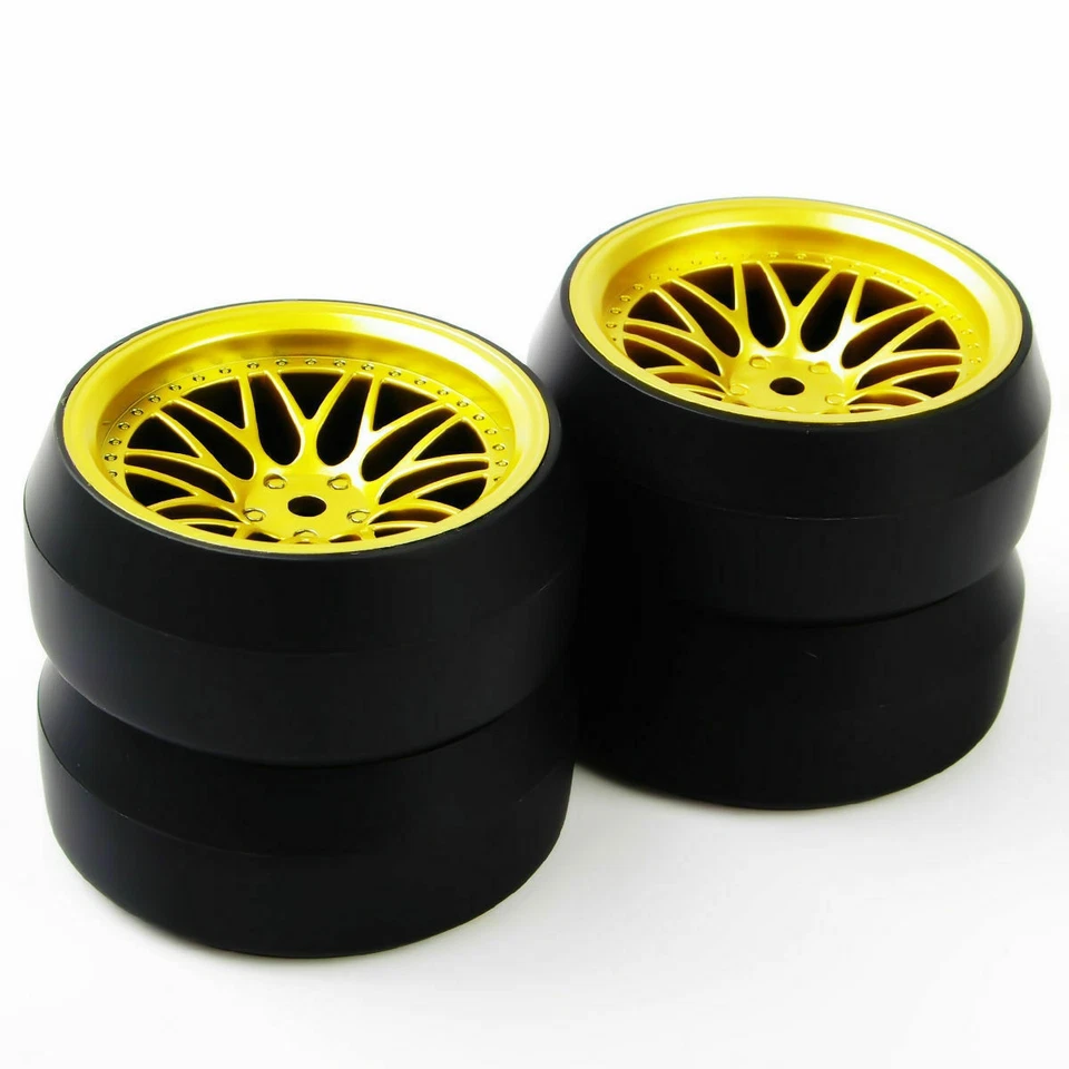 4X 1:10 RC On-Road Car Rubber Tires Wheel Rim Flat For 1:10 Drift Racing Car BBG - Image 4 of 4