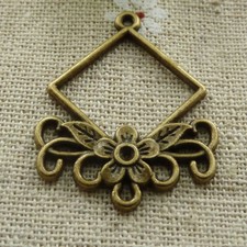Free Ship 60 pcs Antique bronze earring flower connectors 34x27mm L-251