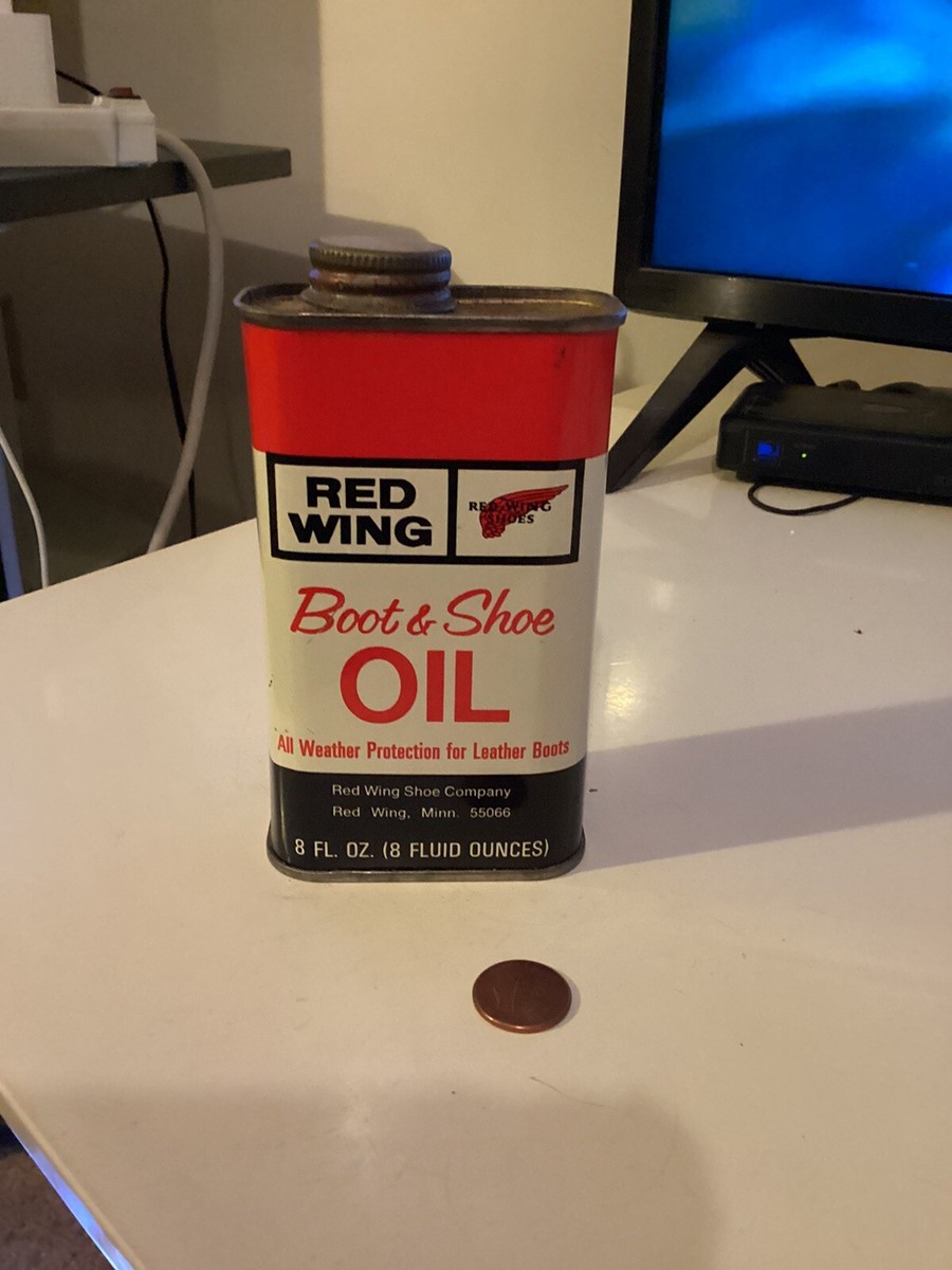 Vintage Red Wing Shoes BOOT&SHOE OIL 8 fl Oz Can Advert pre1974 3
