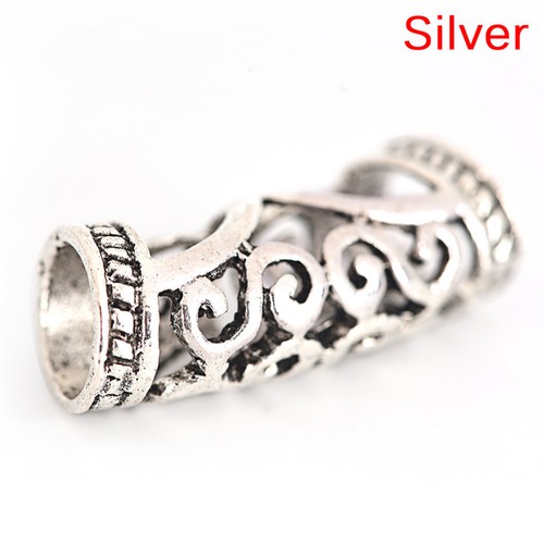 10 PCS Hair Braid Beads Dreadlock Bead Cuff Clip Metal Hair Braid Ring Silver*k* - Picture 14 of 14