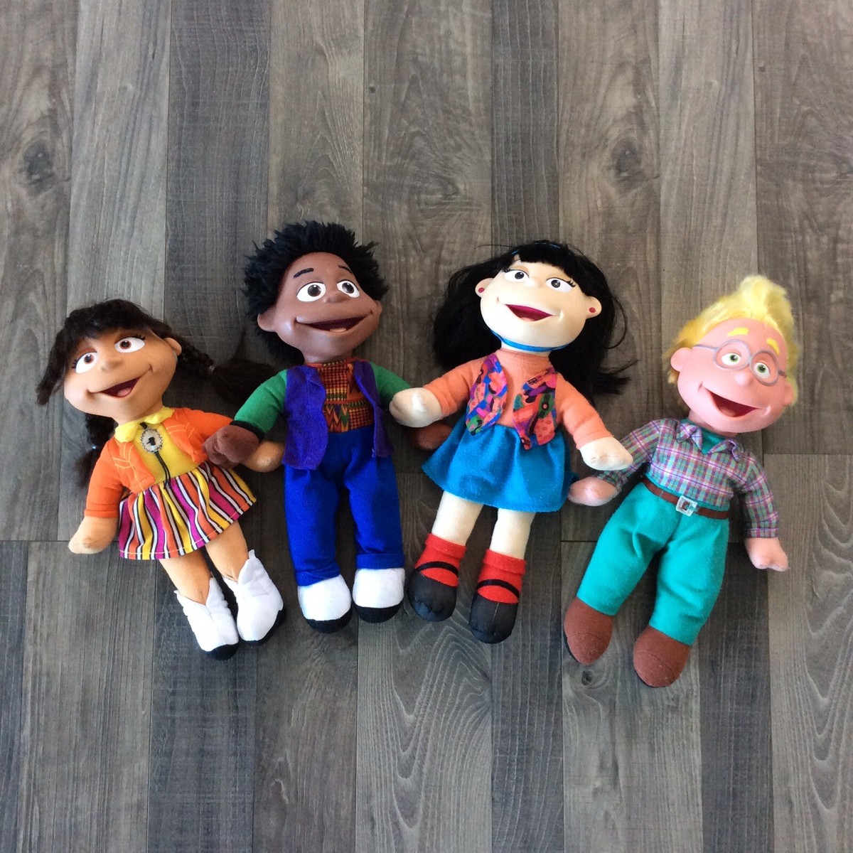 LOT 4 VTG 90s The Puzzle Place Plush Vinyl Dolls Kiki Julie Ben