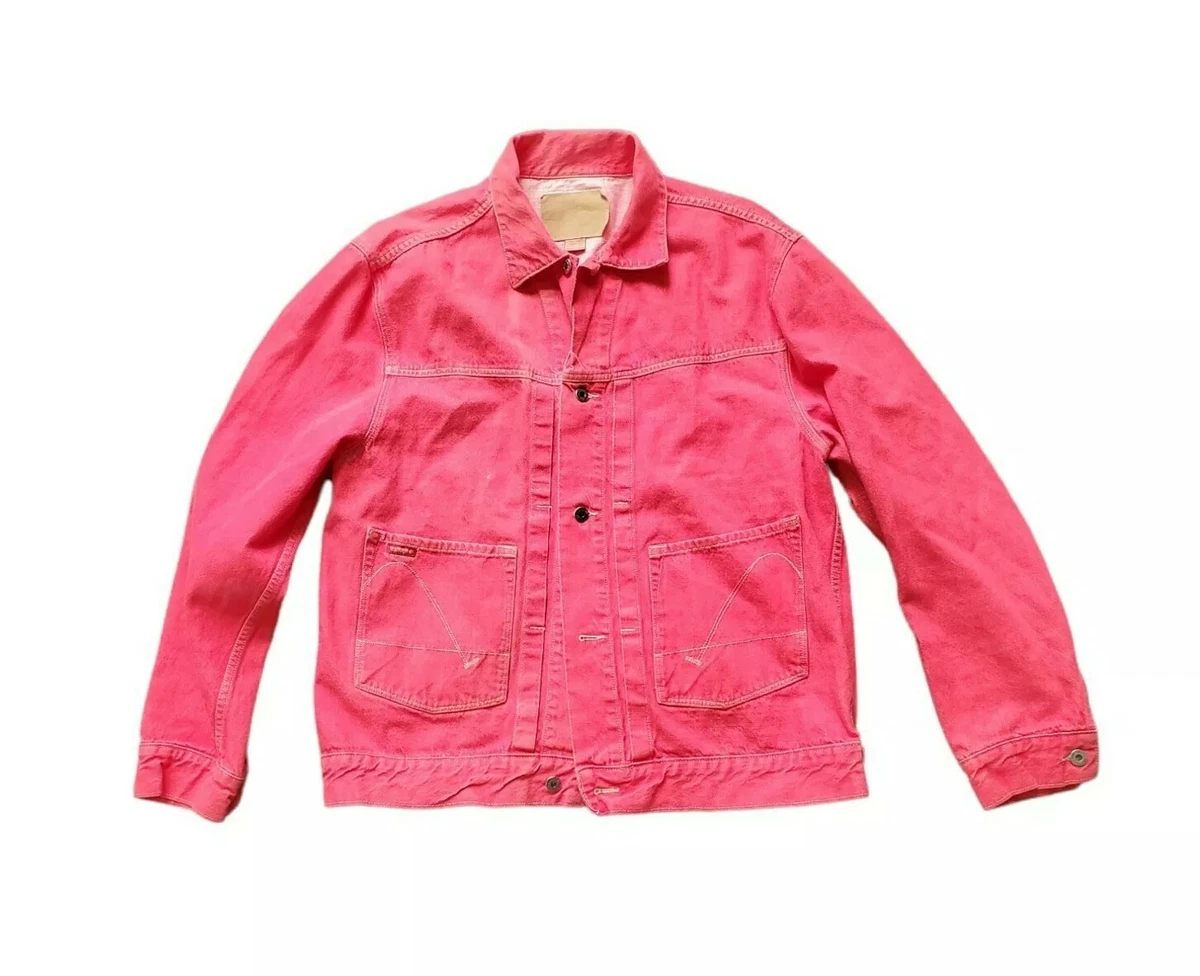 VTG Rare 80 90s GUESS Denim Jacket Men s Size XL Red