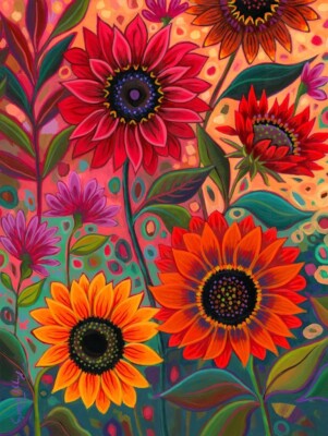 For The Love of Sunflowers, Peggy Davis, Wall Art Print Poster  14'' x 11''  3343