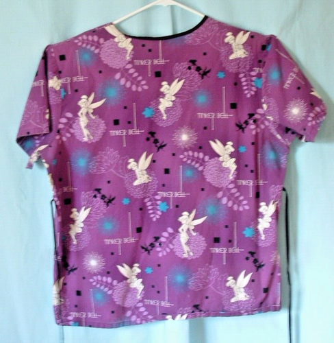 TINKER BELL, NURSE SCRUB TOP, L, PURPLE, WAIST TIE, WONDERFUL WORLD OF DISNEY - Picture 7 of 9