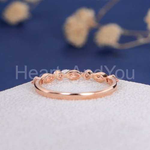 1.2ct Round Cut Moissanite Stacking Half Eternity Wed Band 14k Rose Gold Plated - Picture 6 of 9