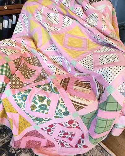 Handmade Teddy Bear Upcycled from Vintage Pieced Quilt 20 inches - Picture 5 of 5