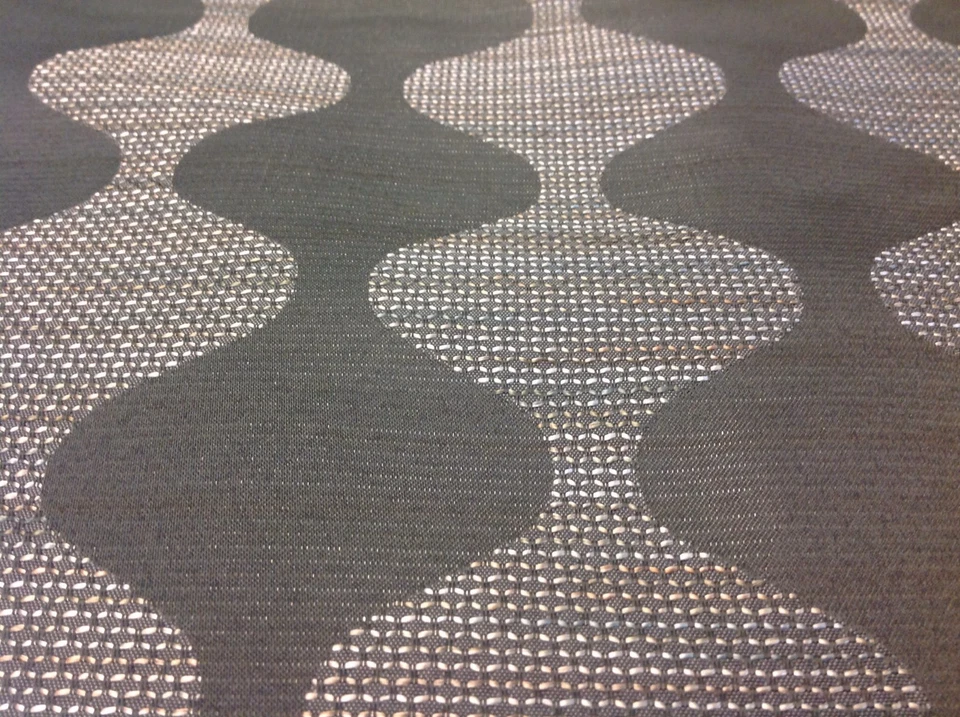 Duralee Ogee Geometric Metallic Graphite Upholstery Fabric- (90832-174) 7.40 yds - Image 2 of 4