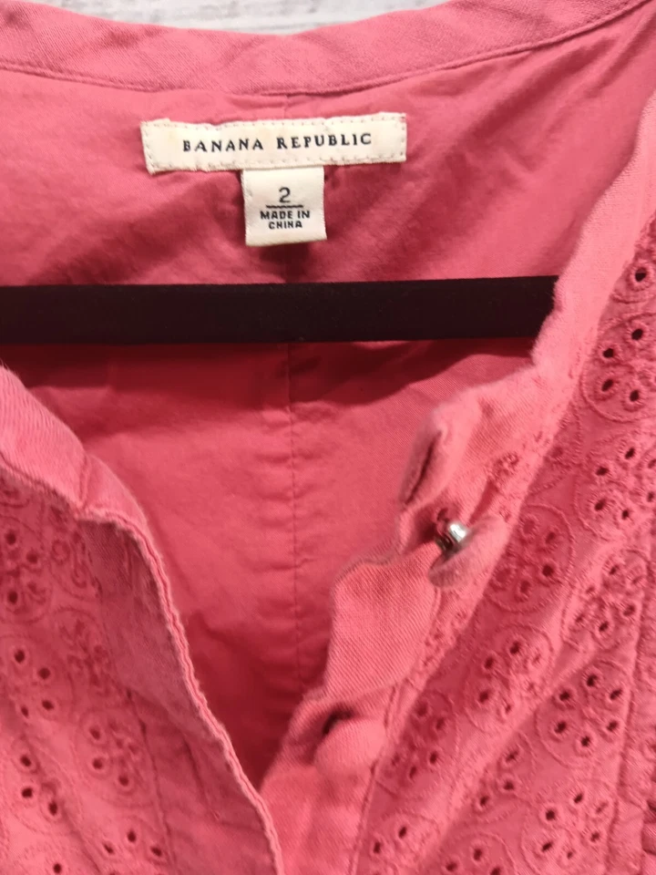 Banana Republic солнце платье женщин 2 красный 100% льняной молнии без рукавов - Изображение 3 из 4