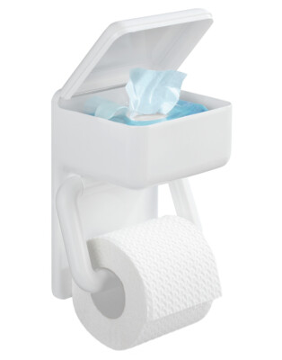 WENKO Toilettenpapierhalter 2 in 1 Klopapier WC Rolle Halterung Kosmetiktücher