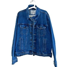 Mutual Weave Denim Jacket Mens Size XL Button Down Blue Jean with Recycled Denim