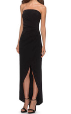 La Femme Black Strapless Ruched Soft Jersey Gown Size 4 Orig 248