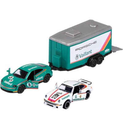 Porsche Taycan Turbo S + 934 RSR Majorette Race Trailer 2023 1:64