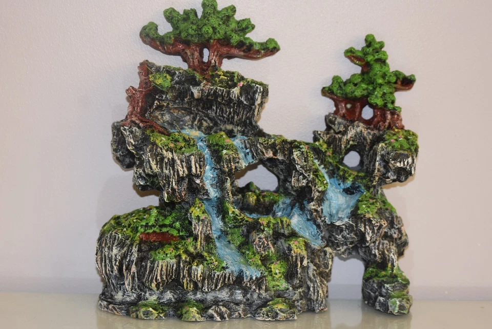 Aquarium Flach Gebacken Rock Landschaft Verzierung & Wasserfall Merkmal 24 x 8 X - Bild 3 von 4