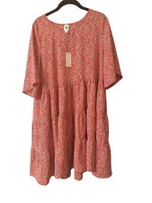 NWT Flawless Red Ditsy Floral Oversized Prairie Cottage Dress Size Large