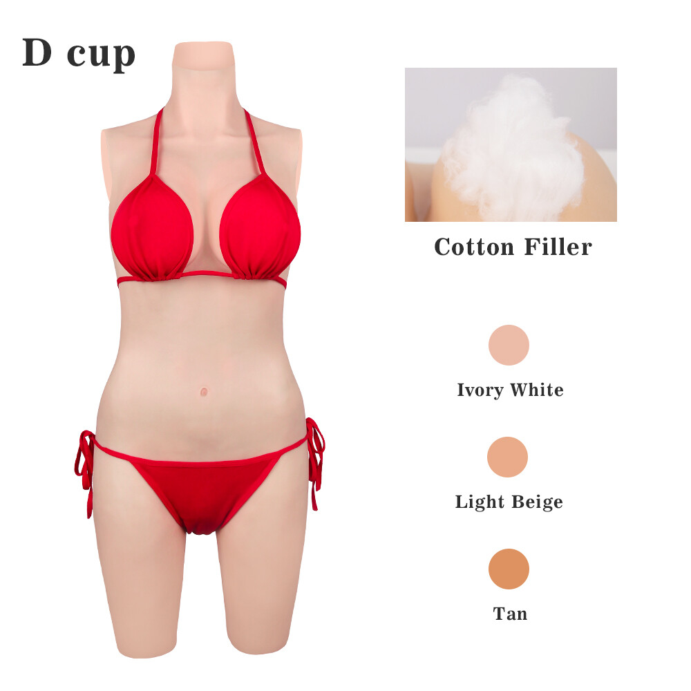 Binimokoo Silicone Breast Form Boob Realistic Bodysuit D Cup Fake Vagina Cosplay