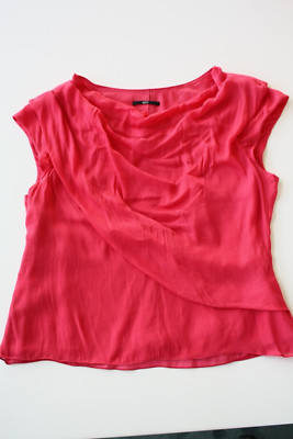 Hugo Boss Shirt Bluse Vorderteil in Falten gelegt Gr. 44 (42) Magenta mit Futter