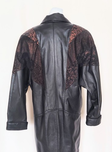 Avanti Trench Coat Mixed Leather Full Length Vintage Leather Black Size XS - Picture 7 of 10