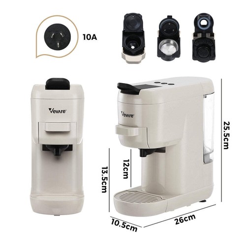 Vevare Capsule Coffee Machine 19 Bars 3-in-1 Nespresso Cafe Maker Milk White - Picture 7 of 9