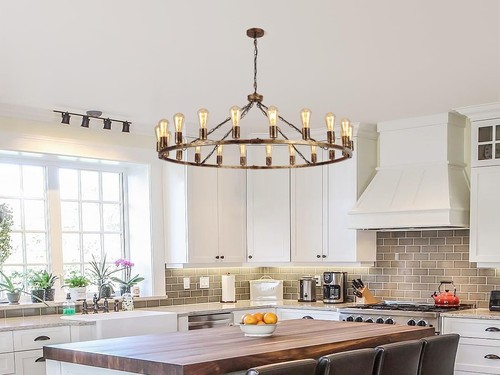 Wagon Wheel Chandelier 20 Lights Pendant Light for Kitchen Living Dining Room - Picture 7 of 7