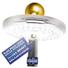 Ultra Bright Solar Powered Flag Pole Light | 100% Coverage with 48 LEDs | 14 