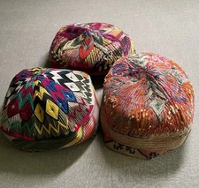 VINTAGE CENTRAL ASAIN UZBEK SILK EMBROIDERY TRIBAL HATS