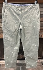 Women  s TALBOTS Green Embroidered Flowers The Weekend Chino Pants 14 A5