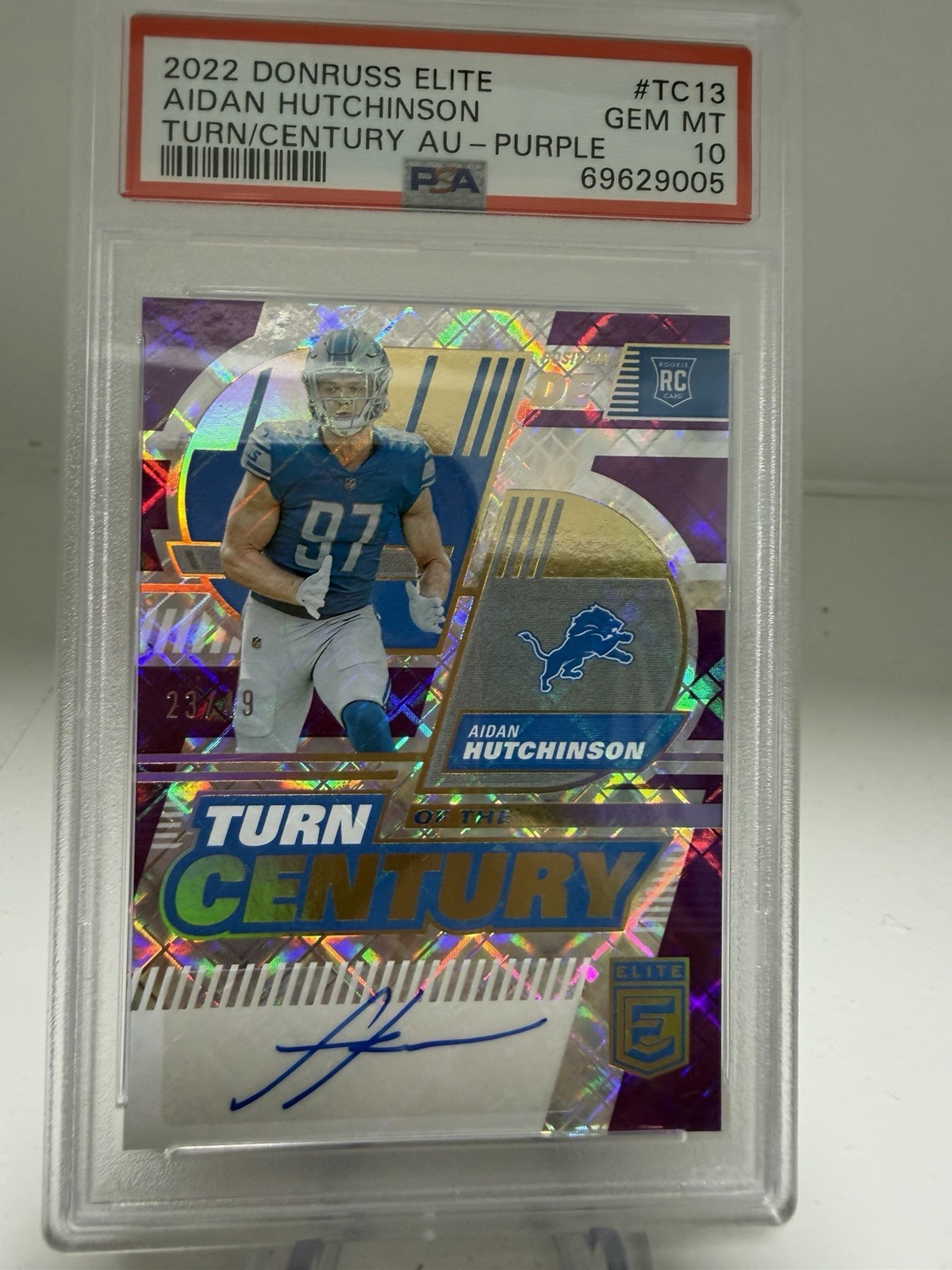 Aidan Hutchinson Panini Donruss Elite Turn of the Century Autographs #TC13 Purple