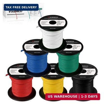 VIABRICO 12 Gauge Wire 600FT, 12 AWG Auto Wire 100ft Each Spool, 6 Colors Copper