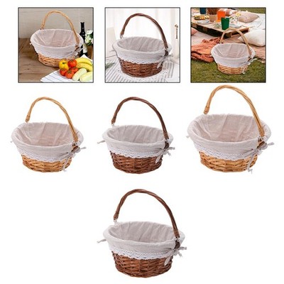 Obstkorb aus geflochtenem Rattan mit Griff Mehrzweck minimalistisches Zubehör für