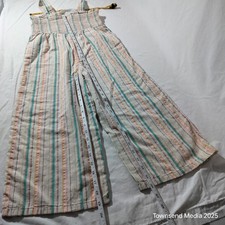 Cat  Jack Girls striped jumpsuit pastel stripes of pink, green, and blue L10/12