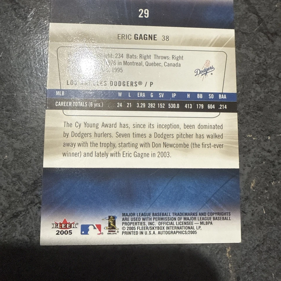 2005 Skybox Autographics - Eric Gagne #29 - Image 4 of 4